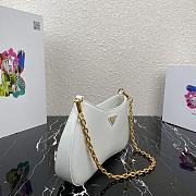 Prada Leather Chain Hobo Bag White 1BC148 Size 25.5x15.5x4cm - 5