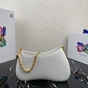 Prada Leather Chain Hobo Bag White 1BC148 Size 25.5x15.5x4cm - 6