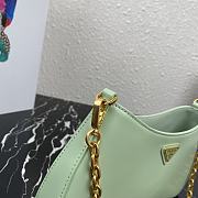 Prada Leather Chain Hobo Bag Green 1BC148 Size 25.5x15.5x4cm - 3