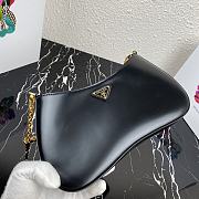 Prada Leather Chain Hobo Bag Black 1BC148 Size 25.5x15.5x4cm - 4