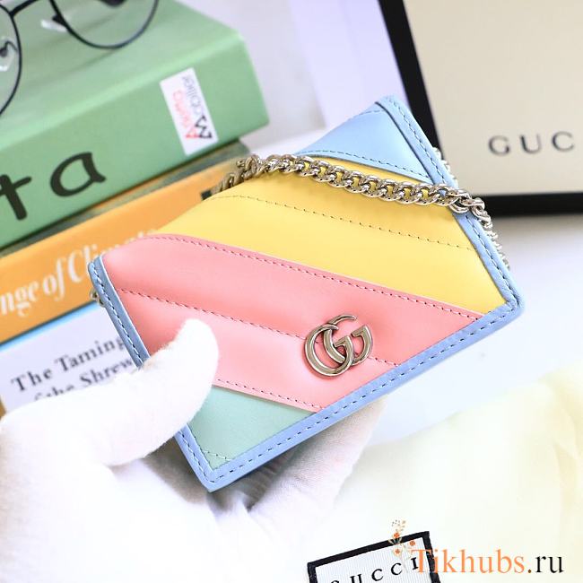 GG Marmont Card Case Wallet Multicolor Pastel 625693 Size 11x8.5x3cm - 1