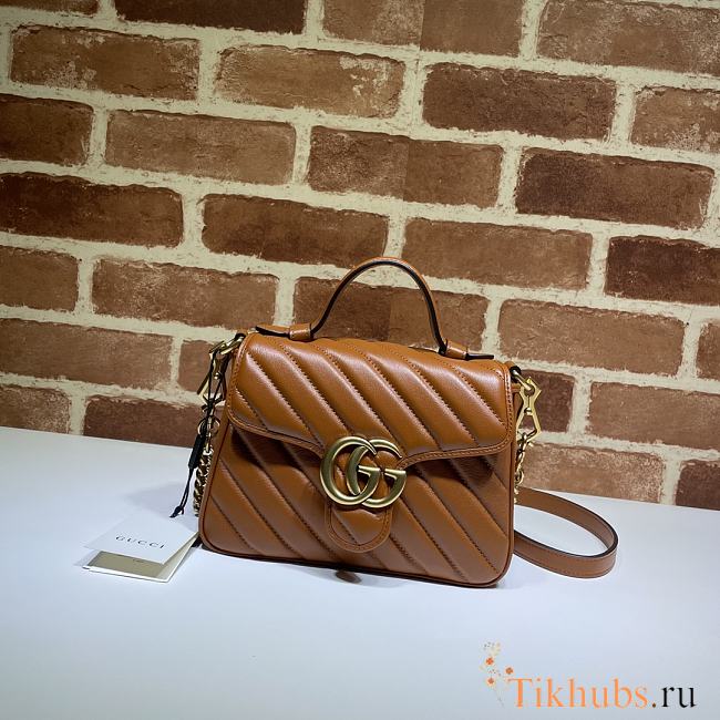 GG Marmont Mini Top Handle Bag Brown 583571 Size 21x15.5x8 cm - 1