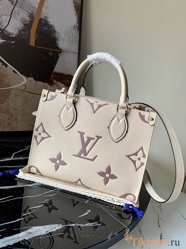 LV-ONTHEGO Small Shopping Bag Beige M45654 Size 25x19x11.5 cm - 1