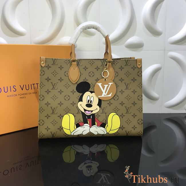 LV-Mickey yellow flower Onthego medium handbag original M45039 Size 34x26x15 cm  - 1