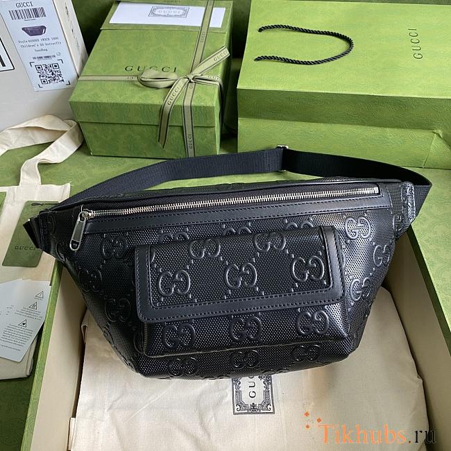 GG Embossed Belt Bag Black 645093 Size 28×18×8 cm - 1