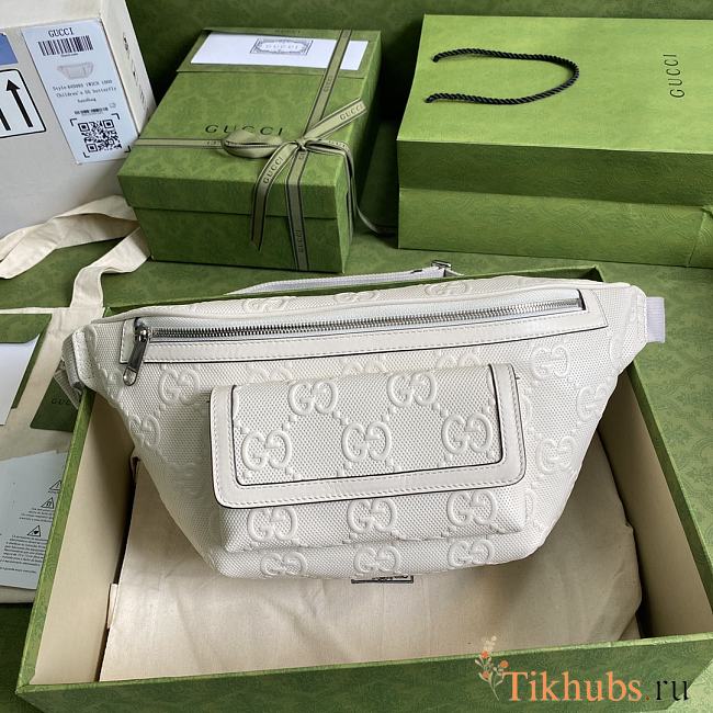 GG Embossed Belt Bag White 645093 Size 28×18×8 cm - 1