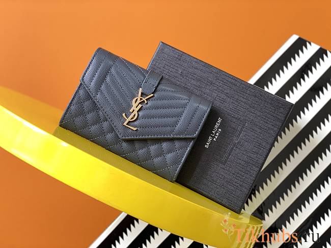 YSL-MONOGRAM FLAP WALLET Black 651026 Size 13,5X9,5X3 cm - 1