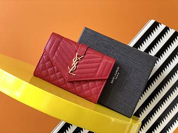 YSL-MONOGRAM FLAP WALLET Red 651026 Size 13,5X9,5X3 cm