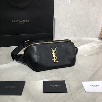 YSL-CLASSIC Black Leather Belt Bag 569737 Size 25×14×3.5cm