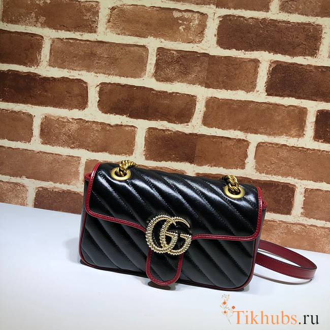 Gucci Shoulder GG Marmont Mini Black/Red 446744 23x14x6 cm - 1