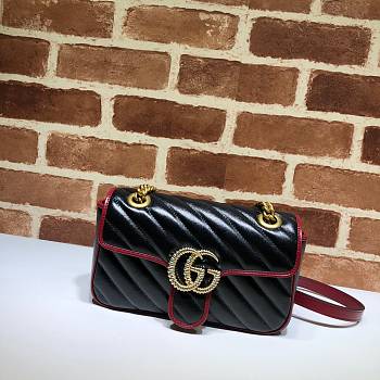 Gucci Shoulder GG Marmont Mini Black/Red 446744 23x14x6 cm