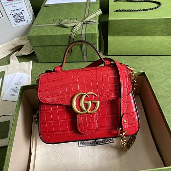 GG Marmont crocodile mini top handle red bag 547260 Size 21x15.5x8 cm