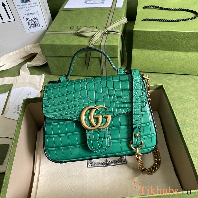 GG Marmont crocodile mini top handle green bag 547260 Size 21x15.5x8 cm - 1