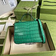 GG Marmont crocodile mini top handle green bag 547260 Size 21x15.5x8 cm - 2