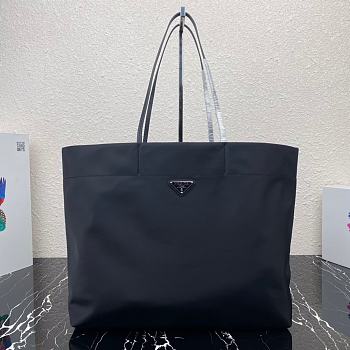 PRADA Re-Nylon and Saffiano Leather Tote Bag Black 1BG107 Size 40x34x16 cm