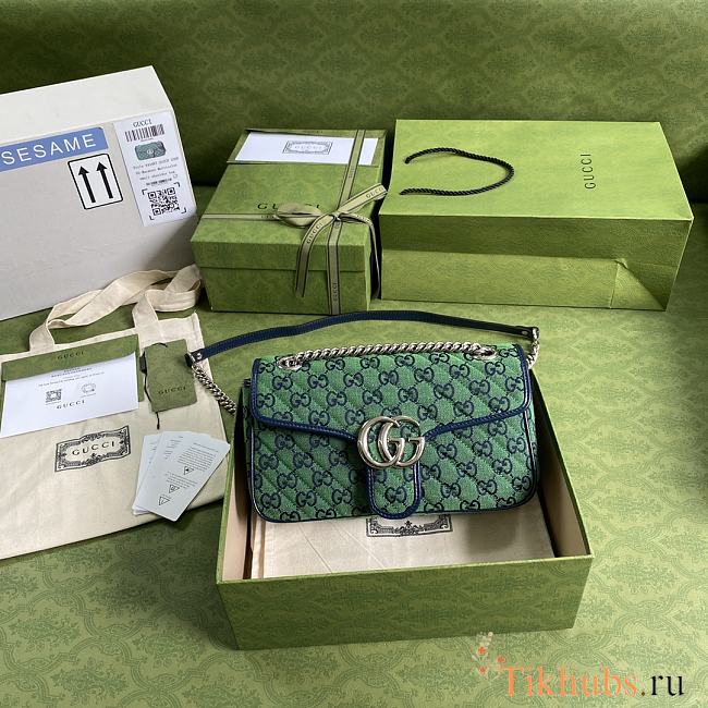 Gucci Shoulder GG Marmont Mini Green/Blue 443497 Size 26x15x7cm - 1