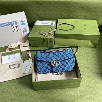 Gucci Shoulder GG Marmont Mini Blue 443497 Size 26x15x7cm