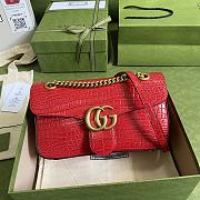 Gucci Shoulder GG Marmont Mini Red Crocodile Pattern/Cowhide 443497 Size 26x15x7cm - 1