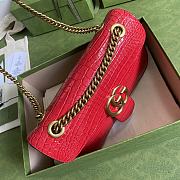Gucci Shoulder GG Marmont Mini Red Crocodile Pattern/Cowhide 443497 Size 26x15x7cm - 3