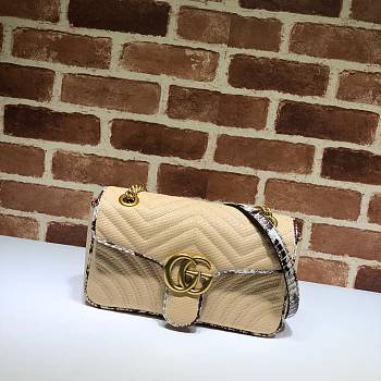 GG Marmont Shoulder Bag Straw/Rice Snake Skin 443497 Size 26x15x7 cm