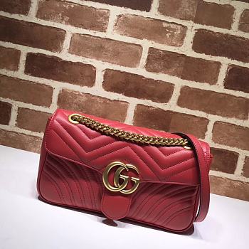 GG Marmont Shoulder Bag Red Full Leather 443497 Size 26x15x7 cm