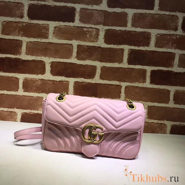 GG Marmont Shoulder Bag Light Pink 443497 Size 26x15x7 cm - 1