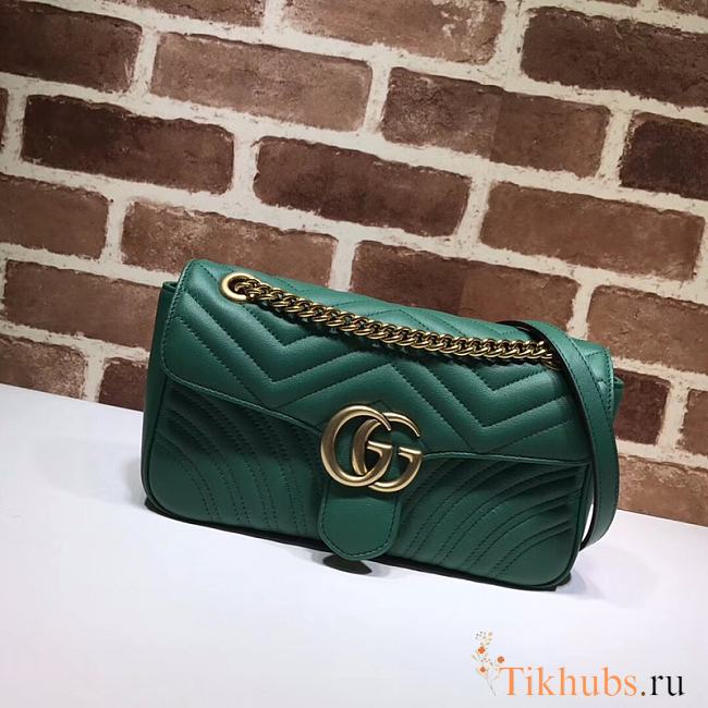 GG Marmont Shoulder Bag Dark Green 443497 Size 26x15x7 cm - 1