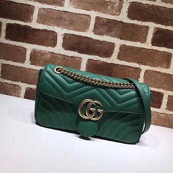 GG Marmont Shoulder Bag Dark Green 443497 Size 26x15x7 cm