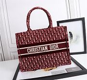 Dior Tote Book Medium Embroidered Red Velvet D1286 Size 36.5 x 28 x 17.5 cm - 1