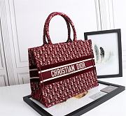 Dior Tote Book Medium Embroidered Red Velvet D1286 Size 36.5 x 28 x 17.5 cm - 3