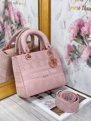 Dior Medium Lady D-Lite Handbag Pink Rose Gold M0565 Size 24x20x11 cm - 2