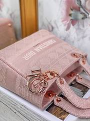 Dior Medium Lady D-Lite Handbag Pink Rose Gold M0565 Size 24x20x11 cm - 3