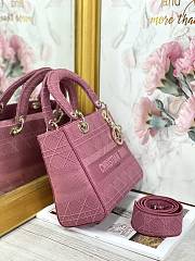 Dior Medium Lady D-Lite Handbag Hibiscus Pink Gold Buckle M0565 Size 24x20x11 cm - 5