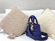 Dior Medium Lady D-Lite Bag Velvet Embroidery Detail Color Blue M0565 Size 24x20x11 cm - 4