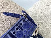 Dior Medium Lady D-Lite Bag Velvet Embroidery Detail Color Blue M0565 Size 24x20x11 cm - 5