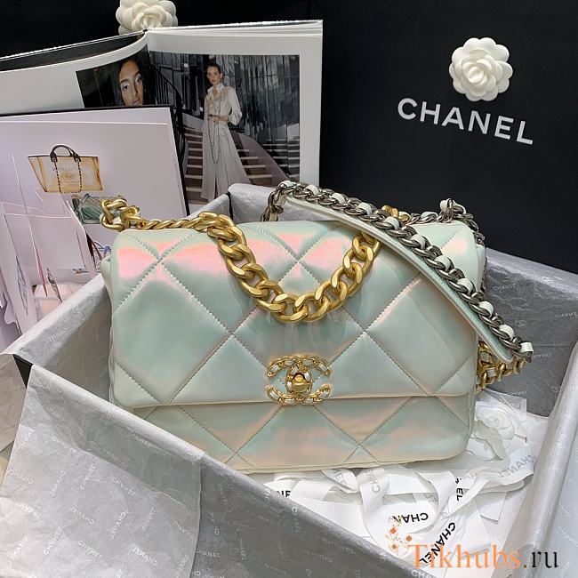 Chanel 19 Bag Flap Bag Symphony White AS1161 Size 30 cm - 1