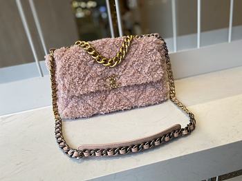 Chanel Lamb Hair Flap Bag Pink AS1160 Size 26