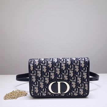 Dior Montaigne Waist Bag WOC 2-in-1 blue Dior Oblique 9909 Size 19x12.5x4 cm