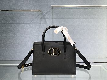 Dior 30 Montaigne St Honoré Grained Calfskin Black Size 25x19x12 cm