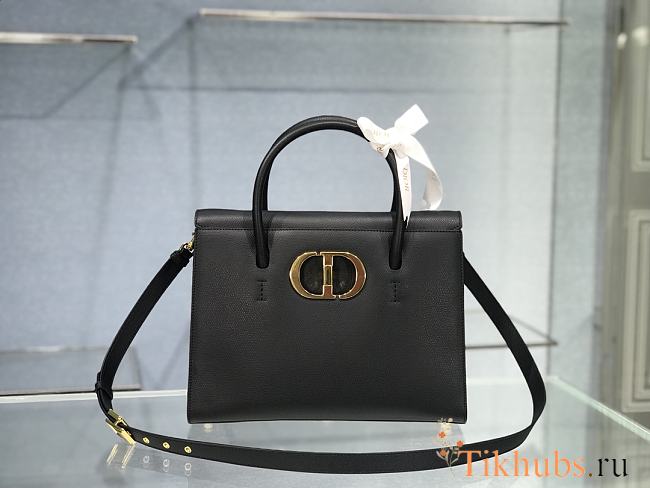 Dior 30 Montaigne St Honoré Grained Calfskin Black Size 30 cm - 1