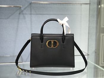 Dior 30 Montaigne St Honoré Grained Calfskin Black Size 30 cm