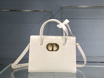 Dior 30 Montaigne St Honoré Grained Calfskin White Size 30 cm