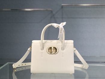 Dior 30 Montaigne St Honoré Grained Calfskin White Size 25x19x12 cm