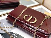 Dior 30 Montaigne Bag Patent Leather Dark Red 2245A Size 22x14x4cm - 5