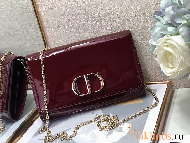 Dior 30 Montaigne Bag Patent Leather Dark Red 2245A Size 22x14x4cm - 1