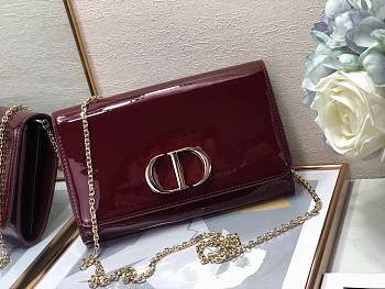 Dior 30 Montaigne Bag Patent Leather Dark Red 2245A Size 22x14x4cm