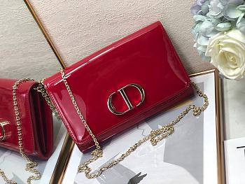 Dior 30 Montaigne Bag Patent Leather Red 2245A Size 22x14x4cm