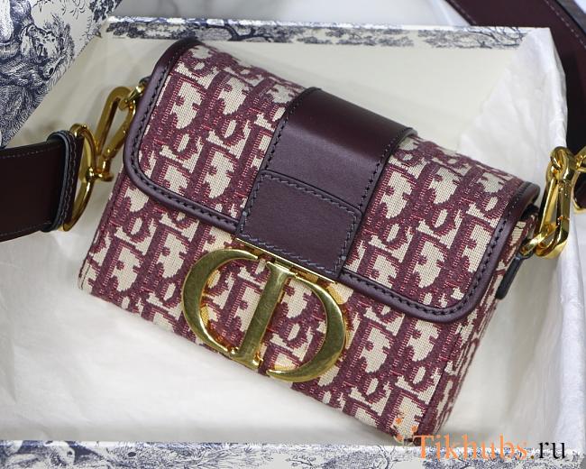 Dior 30 Montaigne Cowhide Mini Box Denim Size 17.5x11.5x5 cm - 1