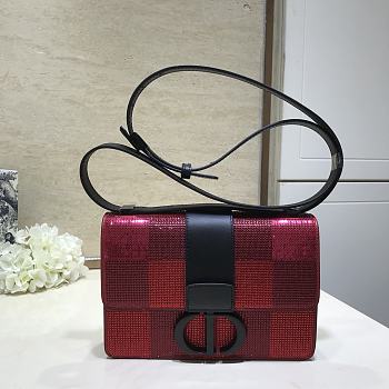 Dior Montaigne Cow Leather Flap Handbag Red/Black Size 24 cm