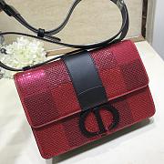 Dior Montaigne Cow Leather Flap Handbag Red/Black Size 24 cm - 4